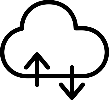 Siyah ve Beyaz Logo Simgesi PNG Biçimini Yükle. Web Sitesi Düğmesi, Mobil Uygulama Arayüzü, Dosya Aktarımı, Belge Paylaşımı, Bulut Depolama ve Veri Yedekleme için Minimalist Düz Tasarımlı Tek Renkli Ok Gönderme İşareti Grafiksel Elemanı