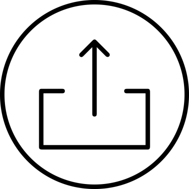 Siyah ve Beyaz Logo Simgesi PNG Biçimini Yükle. Web Sitesi Düğmesi, Mobil Uygulama Arayüzü, Dosya Aktarımı, Belge Paylaşımı, Bulut Depolama ve Veri Yedekleme için Minimalist Düz Tasarımlı Tek Renkli Ok Gönderme İşareti Grafiksel Elemanı