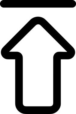 Siyah ve Beyaz Logo Simgesi PNG Biçimini Yükle. Web Sitesi Düğmesi, Mobil Uygulama Arayüzü, Dosya Aktarımı, Belge Paylaşımı, Bulut Depolama ve Veri Yedekleme için Minimalist Düz Tasarımlı Tek Renkli Ok Gönderme İşareti Grafiksel Elemanı