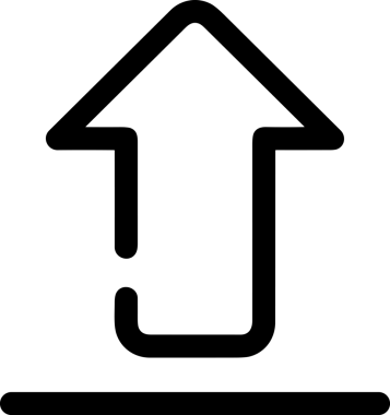 Siyah ve Beyaz Logo Simgesi PNG Biçimini Yükle. Web Sitesi Düğmesi, Mobil Uygulama Arayüzü, Dosya Aktarımı, Belge Paylaşımı, Bulut Depolama ve Veri Yedekleme için Minimalist Düz Tasarımlı Tek Renkli Ok Gönderme İşareti Grafiksel Elemanı