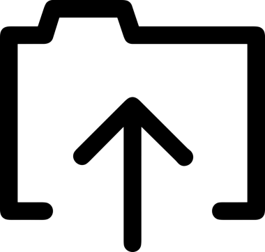 Siyah ve Beyaz Logo Simgesi PNG Biçimini Yükle. Web Sitesi Düğmesi, Mobil Uygulama Arayüzü, Dosya Aktarımı, Belge Paylaşımı, Bulut Depolama ve Veri Yedekleme için Minimalist Düz Tasarımlı Tek Renkli Ok Gönderme İşareti Grafiksel Elemanı