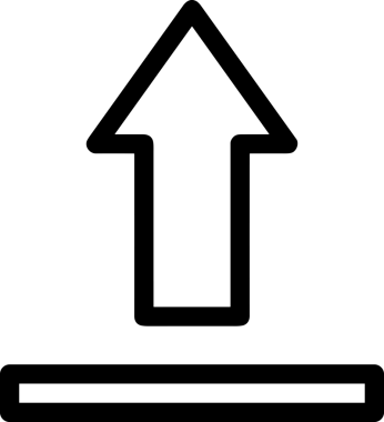 Siyah ve Beyaz Logo Simgesi PNG Biçimini Yükle. Web Sitesi Düğmesi, Mobil Uygulama Arayüzü, Dosya Aktarımı, Belge Paylaşımı, Bulut Depolama ve Veri Yedekleme için Minimalist Düz Tasarımlı Tek Renkli Ok Gönderme İşareti Grafiksel Elemanı