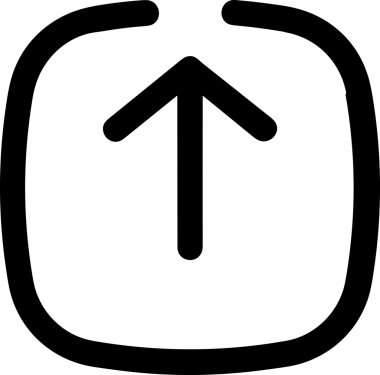 Siyah ve Beyaz Logo Simgesi PNG Biçimini Yükle. Web Sitesi Düğmesi, Mobil Uygulama Arayüzü, Dosya Aktarımı, Belge Paylaşımı, Bulut Depolama ve Veri Yedekleme için Minimalist Düz Tasarımlı Tek Renkli Ok Gönderme İşareti Grafiksel Elemanı