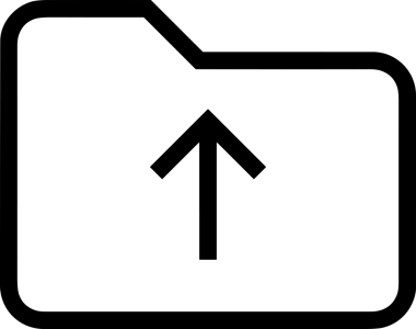 Siyah ve Beyaz Logo Simgesi PNG Biçimini Yükle. Web Sitesi Düğmesi, Mobil Uygulama Arayüzü, Dosya Aktarımı, Belge Paylaşımı, Bulut Depolama ve Veri Yedekleme için Minimalist Düz Tasarımlı Tek Renkli Ok Gönderme İşareti Grafiksel Elemanı