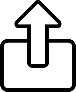 Siyah ve Beyaz Logo Simgesi PNG Biçimini Yükle. Web Sitesi Düğmesi, Mobil Uygulama Arayüzü, Dosya Aktarımı, Belge Paylaşımı, Bulut Depolama ve Veri Yedekleme için Minimalist Düz Tasarımlı Tek Renkli Ok Gönderme İşareti Grafiksel Elemanı