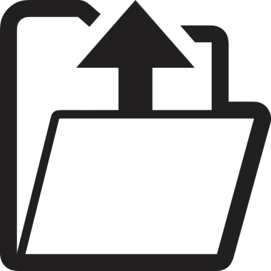 Siyah ve Beyaz Logo Simgesi PNG Biçimini Yükle. Web Sitesi Düğmesi, Mobil Uygulama Arayüzü, Dosya Aktarımı, Belge Paylaşımı, Bulut Depolama ve Veri Yedekleme için Minimalist Düz Tasarımlı Tek Renkli Ok Gönderme İşareti Grafiksel Elemanı