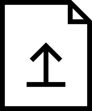 Siyah ve Beyaz Logo Simgesi PNG Biçimini Yükle. Web Sitesi Düğmesi, Mobil Uygulama Arayüzü, Dosya Aktarımı, Belge Paylaşımı, Bulut Depolama ve Veri Yedekleme için Minimalist Düz Tasarımlı Tek Renkli Ok Gönderme İşareti Grafiksel Elemanı