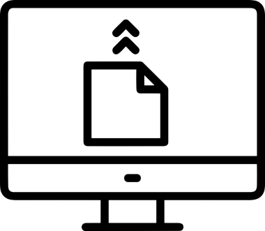 Siyah ve Beyaz Logo Simgesi PNG Biçimini Yükle. Web Sitesi Düğmesi, Mobil Uygulama Arayüzü, Dosya Aktarımı, Belge Paylaşımı, Bulut Depolama ve Veri Yedekleme için Minimalist Düz Tasarımlı Tek Renkli Ok Gönderme İşareti Grafiksel Elemanı