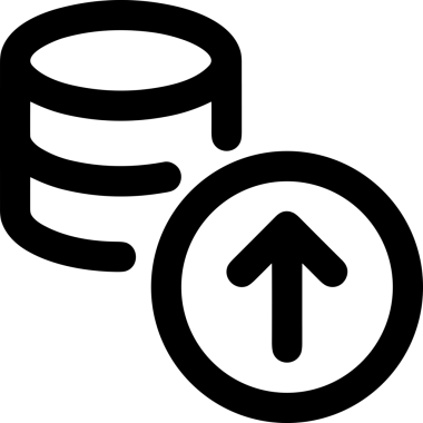 Siyah ve Beyaz Logo Simgesi PNG Biçimini Yükle. Web Sitesi Düğmesi, Mobil Uygulama Arayüzü, Dosya Aktarımı, Belge Paylaşımı, Bulut Depolama ve Veri Yedekleme için Minimalist Düz Tasarımlı Tek Renkli Ok Gönderme İşareti Grafiksel Elemanı