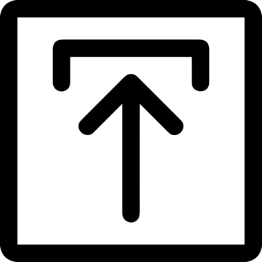 Siyah ve Beyaz Logo Simgesi PNG Biçimini Yükle. Web Sitesi Düğmesi, Mobil Uygulama Arayüzü, Dosya Aktarımı, Belge Paylaşımı, Bulut Depolama ve Veri Yedekleme için Minimalist Düz Tasarımlı Tek Renkli Ok Gönderme İşareti Grafiksel Elemanı