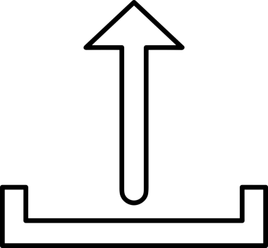 Siyah ve Beyaz Logo Simgesi PNG Biçimini Yükle. Web Sitesi Düğmesi, Mobil Uygulama Arayüzü, Dosya Aktarımı, Belge Paylaşımı, Bulut Depolama ve Veri Yedekleme için Minimalist Düz Tasarımlı Tek Renkli Ok Gönderme İşareti Grafiksel Elemanı