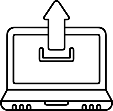 Siyah ve Beyaz Logo Simgesi PNG Biçimini Yükle. Web Sitesi Düğmesi, Mobil Uygulama Arayüzü, Dosya Aktarımı, Belge Paylaşımı, Bulut Depolama ve Veri Yedekleme için Minimalist Düz Tasarımlı Tek Renkli Ok Gönderme İşareti Grafiksel Elemanı
