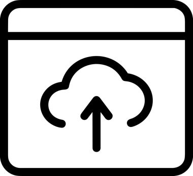 Siyah ve Beyaz Logo Simgesi PNG Biçimini Yükle. Web Sitesi Düğmesi, Mobil Uygulama Arayüzü, Dosya Aktarımı, Belge Paylaşımı, Bulut Depolama ve Veri Yedekleme için Minimalist Düz Tasarımlı Tek Renkli Ok Gönderme İşareti Grafiksel Elemanı