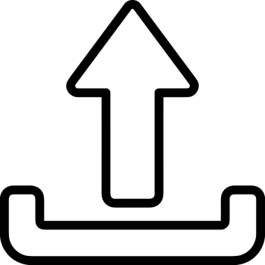 Siyah ve Beyaz Logo Simgesi PNG Biçimini Yükle. Web Sitesi Düğmesi, Mobil Uygulama Arayüzü, Dosya Aktarımı, Belge Paylaşımı, Bulut Depolama ve Veri Yedekleme için Minimalist Düz Tasarımlı Tek Renkli Ok Gönderme İşareti Grafiksel Elemanı