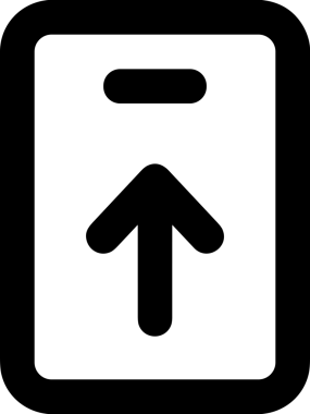 Siyah ve Beyaz Logo Simgesi PNG Biçimini Yükle. Web Sitesi Düğmesi, Mobil Uygulama Arayüzü, Dosya Aktarımı, Belge Paylaşımı, Bulut Depolama ve Veri Yedekleme için Minimalist Düz Tasarımlı Tek Renkli Ok Gönderme İşareti Grafiksel Elemanı