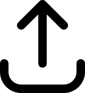 Siyah ve Beyaz Logo Simgesi PNG Biçimini Yükle. Web Sitesi Düğmesi, Mobil Uygulama Arayüzü, Dosya Aktarımı, Belge Paylaşımı, Bulut Depolama ve Veri Yedekleme için Minimalist Düz Tasarımlı Tek Renkli Ok Gönderme İşareti Grafiksel Elemanı