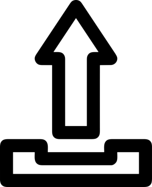 Siyah ve Beyaz Logo Simgesi PNG Biçimini Yükle. Web Sitesi Düğmesi, Mobil Uygulama Arayüzü, Dosya Aktarımı, Belge Paylaşımı, Bulut Depolama ve Veri Yedekleme için Minimalist Düz Tasarımlı Tek Renkli Ok Gönderme İşareti Grafiksel Elemanı