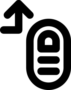 Siyah ve Beyaz Logo Simgesi PNG Biçimini Yükle. Web Sitesi Düğmesi, Mobil Uygulama Arayüzü, Dosya Aktarımı, Belge Paylaşımı, Bulut Depolama ve Veri Yedekleme için Minimalist Düz Tasarımlı Tek Renkli Ok Gönderme İşareti Grafiksel Elemanı