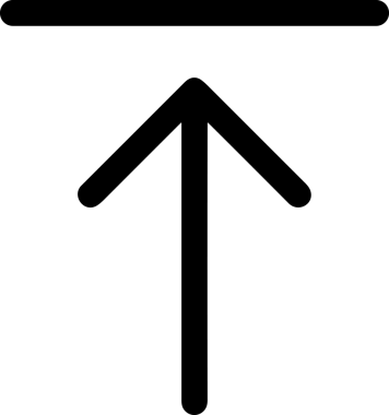 Siyah ve Beyaz Logo Simgesi PNG Biçimini Yükle. Web Sitesi Düğmesi, Mobil Uygulama Arayüzü, Dosya Aktarımı, Belge Paylaşımı, Bulut Depolama ve Veri Yedekleme için Minimalist Düz Tasarımlı Tek Renkli Ok Gönderme İşareti Grafiksel Elemanı