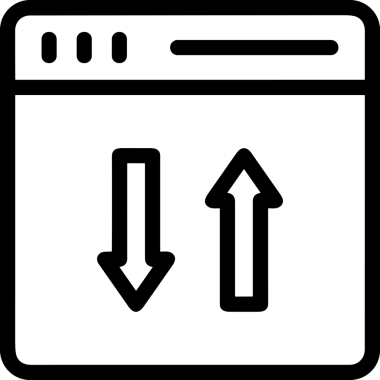 Siyah ve Beyaz Logo Simgesi PNG Biçimini Yükle. Web Sitesi Düğmesi, Mobil Uygulama Arayüzü, Dosya Aktarımı, Belge Paylaşımı, Bulut Depolama ve Veri Yedekleme için Minimalist Düz Tasarımlı Tek Renkli Ok Gönderme İşareti Grafiksel Elemanı