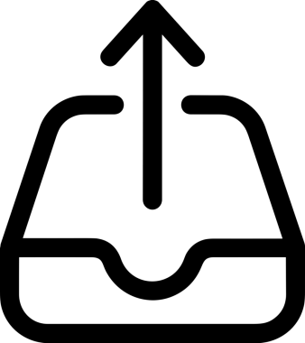 Siyah ve Beyaz Logo Simgesi PNG Biçimini Yükle. Web Sitesi Düğmesi, Mobil Uygulama Arayüzü, Dosya Aktarımı, Belge Paylaşımı, Bulut Depolama ve Veri Yedekleme için Minimalist Düz Tasarımlı Tek Renkli Ok Gönderme İşareti Grafiksel Elemanı
