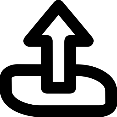 Siyah ve Beyaz Logo Simgesi PNG Biçimini Yükle. Web Sitesi Düğmesi, Mobil Uygulama Arayüzü, Dosya Aktarımı, Belge Paylaşımı, Bulut Depolama ve Veri Yedekleme için Minimalist Düz Tasarımlı Tek Renkli Ok Gönderme İşareti Grafiksel Elemanı