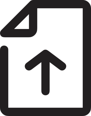 Siyah ve Beyaz Logo Simgesi PNG Biçimini Yükle. Web Sitesi Düğmesi, Mobil Uygulama Arayüzü, Dosya Aktarımı, Belge Paylaşımı, Bulut Depolama ve Veri Yedekleme için Minimalist Düz Tasarımlı Tek Renkli Ok Gönderme İşareti Grafiksel Elemanı