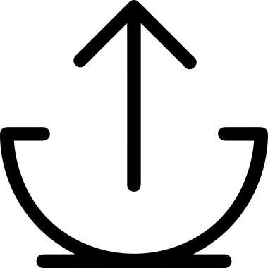 Siyah ve Beyaz Logo Simgesi PNG Biçimini Yükle. Web Sitesi Düğmesi, Mobil Uygulama Arayüzü, Dosya Aktarımı, Belge Paylaşımı, Bulut Depolama ve Veri Yedekleme için Minimalist Düz Tasarımlı Tek Renkli Ok Gönderme İşareti Grafiksel Elemanı