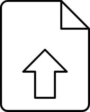 Siyah ve Beyaz Logo Simgesi PNG Biçimini Yükle. Web Sitesi Düğmesi, Mobil Uygulama Arayüzü, Dosya Aktarımı, Belge Paylaşımı, Bulut Depolama ve Veri Yedekleme için Minimalist Düz Tasarımlı Tek Renkli Ok Gönderme İşareti Grafiksel Elemanı