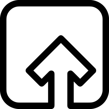 Siyah ve Beyaz Logo Simgesi PNG Biçimini Yükle. Web Sitesi Düğmesi, Mobil Uygulama Arayüzü, Dosya Aktarımı, Belge Paylaşımı, Bulut Depolama ve Veri Yedekleme için Minimalist Düz Tasarımlı Tek Renkli Ok Gönderme İşareti Grafiksel Elemanı