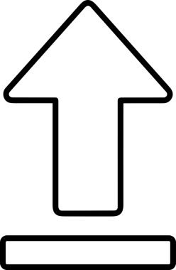 Siyah ve Beyaz Logo Simgesi PNG Biçimini Yükle. Web Sitesi Düğmesi, Mobil Uygulama Arayüzü, Dosya Aktarımı, Belge Paylaşımı, Bulut Depolama ve Veri Yedekleme için Minimalist Düz Tasarımlı Tek Renkli Ok Gönderme İşareti Grafiksel Elemanı