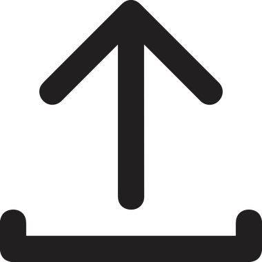 Siyah ve Beyaz Logo Simgesi PNG Biçimini Yükle. Web Sitesi Düğmesi, Mobil Uygulama Arayüzü, Dosya Aktarımı, Belge Paylaşımı, Bulut Depolama ve Veri Yedekleme için Minimalist Düz Tasarımlı Tek Renkli Ok Gönderme İşareti Grafiksel Elemanı