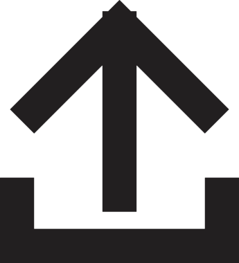 Siyah ve Beyaz Logo Simgesi PNG Biçimini Yükle. Web Sitesi Düğmesi, Mobil Uygulama Arayüzü, Dosya Aktarımı, Belge Paylaşımı, Bulut Depolama ve Veri Yedekleme için Minimalist Düz Tasarımlı Tek Renkli Ok Gönderme İşareti Grafiksel Elemanı