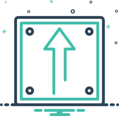 Siyah ve Beyaz Logo Simgesi PNG Biçimini Yükle. Web Sitesi Düğmesi, Mobil Uygulama Arayüzü, Dosya Aktarımı, Belge Paylaşımı, Bulut Depolama ve Veri Yedekleme için Minimalist Düz Tasarımlı Tek Renkli Ok Gönderme İşareti Grafiksel Elemanı
