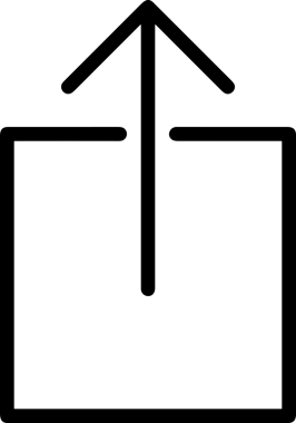 Siyah ve Beyaz Logo Simgesi PNG Biçimini Yükle. Web Sitesi Düğmesi, Mobil Uygulama Arayüzü, Dosya Aktarımı, Belge Paylaşımı, Bulut Depolama ve Veri Yedekleme için Minimalist Düz Tasarımlı Tek Renkli Ok Gönderme İşareti Grafiksel Elemanı