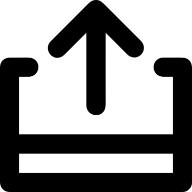 Siyah ve Beyaz Logo Simgesi PNG Biçimini Yükle. Web Sitesi Düğmesi, Mobil Uygulama Arayüzü, Dosya Aktarımı, Belge Paylaşımı, Bulut Depolama ve Veri Yedekleme için Minimalist Düz Tasarımlı Tek Renkli Ok Gönderme İşareti Grafiksel Elemanı