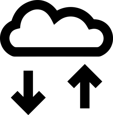 Siyah ve Beyaz Logo Simgesi PNG Biçimini Yükle. Web Sitesi Düğmesi, Mobil Uygulama Arayüzü, Dosya Aktarımı, Belge Paylaşımı, Bulut Depolama ve Veri Yedekleme için Minimalist Düz Tasarımlı Tek Renkli Ok Gönderme İşareti Grafiksel Elemanı