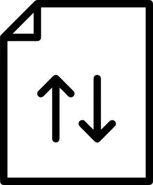 Siyah ve Beyaz Logo Simgesi PNG Biçimini Yükle. Web Sitesi Düğmesi, Mobil Uygulama Arayüzü, Dosya Aktarımı, Belge Paylaşımı, Bulut Depolama ve Veri Yedekleme için Minimalist Düz Tasarımlı Tek Renkli Ok Gönderme İşareti Grafiksel Elemanı