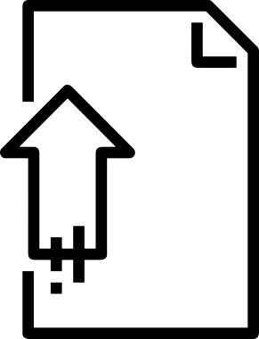 Siyah ve Beyaz Logo Simgesi PNG Biçimini Yükle. Web Sitesi Düğmesi, Mobil Uygulama Arayüzü, Dosya Aktarımı, Belge Paylaşımı, Bulut Depolama ve Veri Yedekleme için Minimalist Düz Tasarımlı Tek Renkli Ok Gönderme İşareti Grafiksel Elemanı
