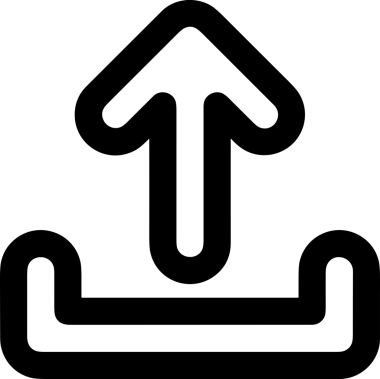 Siyah ve Beyaz Logo Simgesi PNG Biçimini Yükle. Web Sitesi Düğmesi, Mobil Uygulama Arayüzü, Dosya Aktarımı, Belge Paylaşımı, Bulut Depolama ve Veri Yedekleme için Minimalist Düz Tasarımlı Tek Renkli Ok Gönderme İşareti Grafiksel Elemanı