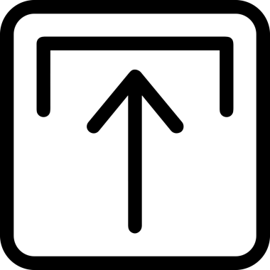 Siyah ve Beyaz Logo Simgesi PNG Biçimini Yükle. Web Sitesi Düğmesi, Mobil Uygulama Arayüzü, Dosya Aktarımı, Belge Paylaşımı, Bulut Depolama ve Veri Yedekleme için Minimalist Düz Tasarımlı Tek Renkli Ok Gönderme İşareti Grafiksel Elemanı