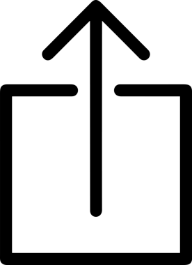 Siyah ve Beyaz Logo Simgesi PNG Biçimini Yükle. Web Sitesi Düğmesi, Mobil Uygulama Arayüzü, Dosya Aktarımı, Belge Paylaşımı, Bulut Depolama ve Veri Yedekleme için Minimalist Düz Tasarımlı Tek Renkli Ok Gönderme İşareti Grafiksel Elemanı