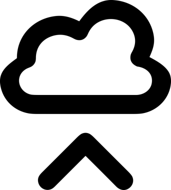 Siyah ve Beyaz Logo Simgesi PNG Biçimini Yükle. Web Sitesi Düğmesi, Mobil Uygulama Arayüzü, Dosya Aktarımı, Belge Paylaşımı, Bulut Depolama ve Veri Yedekleme için Minimalist Düz Tasarımlı Tek Renkli Ok Gönderme İşareti Grafiksel Elemanı