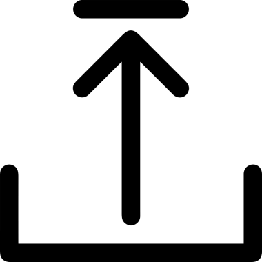 Siyah ve Beyaz Logo Simgesi PNG Biçimini Yükle. Web Sitesi Düğmesi, Mobil Uygulama Arayüzü, Dosya Aktarımı, Belge Paylaşımı, Bulut Depolama ve Veri Yedekleme için Minimalist Düz Tasarımlı Tek Renkli Ok Gönderme İşareti Grafiksel Elemanı