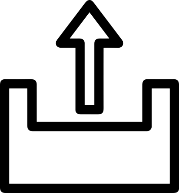 Siyah ve Beyaz Logo Simgesi PNG Biçimini Yükle. Web Sitesi Düğmesi, Mobil Uygulama Arayüzü, Dosya Aktarımı, Belge Paylaşımı, Bulut Depolama ve Veri Yedekleme için Minimalist Düz Tasarımlı Tek Renkli Ok Gönderme İşareti Grafiksel Elemanı