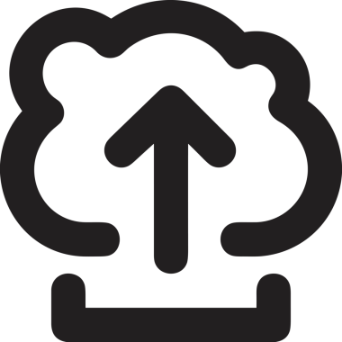 Siyah ve Beyaz Logo Simgesi PNG Biçimini Yükle. Web Sitesi Düğmesi, Mobil Uygulama Arayüzü, Dosya Aktarımı, Belge Paylaşımı, Bulut Depolama ve Veri Yedekleme için Minimalist Düz Tasarımlı Tek Renkli Ok Gönderme İşareti Grafiksel Elemanı