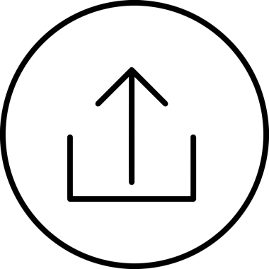 Siyah ve Beyaz Logo Simgesi PNG Biçimini Yükle. Web Sitesi Düğmesi, Mobil Uygulama Arayüzü, Dosya Aktarımı, Belge Paylaşımı, Bulut Depolama ve Veri Yedekleme için Minimalist Düz Tasarımlı Tek Renkli Ok Gönderme İşareti Grafiksel Elemanı