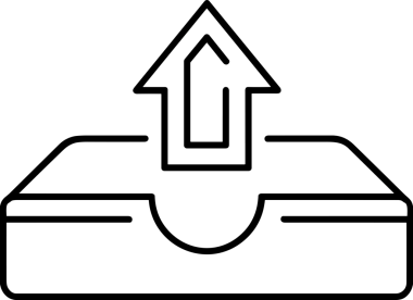 Siyah ve Beyaz Logo Simgesi PNG Biçimini Yükle. Web Sitesi Düğmesi, Mobil Uygulama Arayüzü, Dosya Aktarımı, Belge Paylaşımı, Bulut Depolama ve Veri Yedekleme için Minimalist Düz Tasarımlı Tek Renkli Ok Gönderme İşareti Grafiksel Elemanı