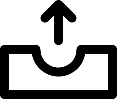 Siyah ve Beyaz Logo Simgesi PNG Biçimini Yükle. Web Sitesi Düğmesi, Mobil Uygulama Arayüzü, Dosya Aktarımı, Belge Paylaşımı, Bulut Depolama ve Veri Yedekleme için Minimalist Düz Tasarımlı Tek Renkli Ok Gönderme İşareti Grafiksel Elemanı
