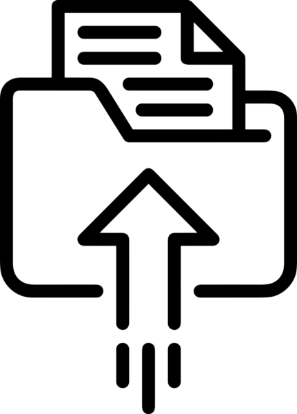 Siyah ve Beyaz Logo Simgesi PNG Biçimini Yükle. Web Sitesi Düğmesi, Mobil Uygulama Arayüzü, Dosya Aktarımı, Belge Paylaşımı, Bulut Depolama ve Veri Yedekleme için Minimalist Düz Tasarımlı Tek Renkli Ok Gönderme İşareti Grafiksel Elemanı